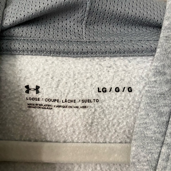 Under Armour Gray Hustle Fleece Hoodie Large Loose Fit - Picture 10 of 12